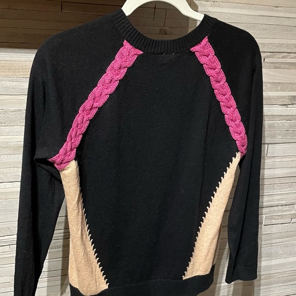 SI.IAE Wool knit blend tricolored 3/4 sleeve cardigan size medium - Picture 5 of 6